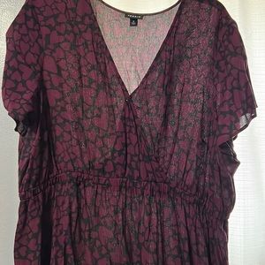 Black & maroon hearts blouse